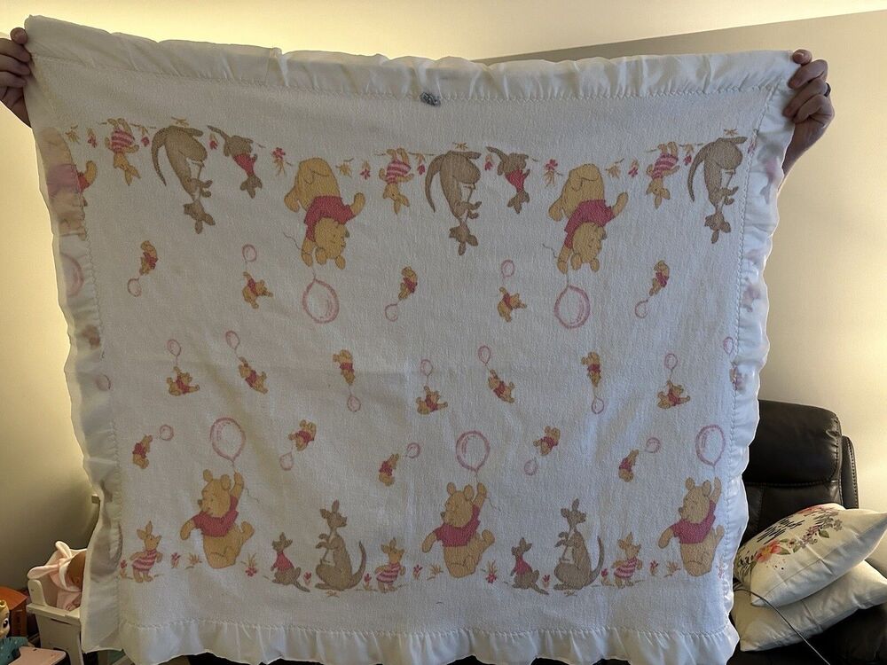 Vintage Sears Disney Winnie the Pooh Blanket - 45”x35”
